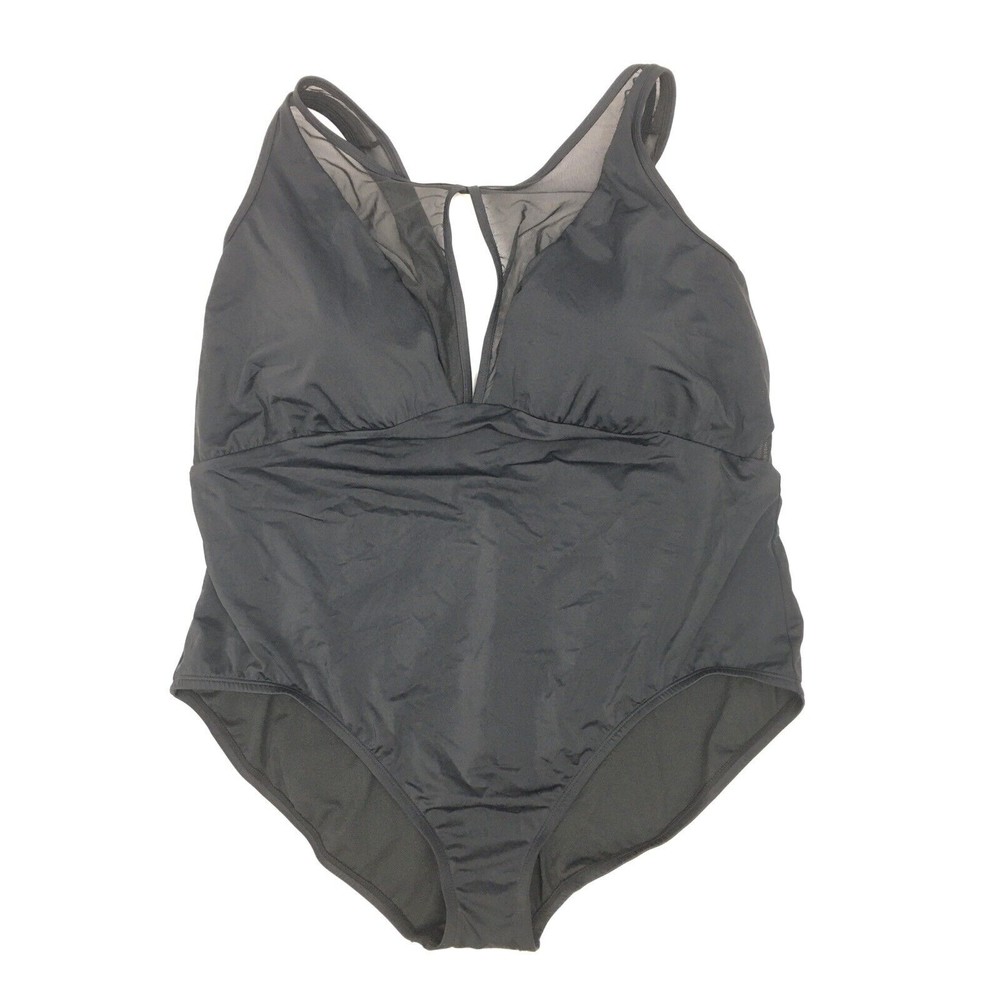 Time & Tru Women 3x (24w-26w) Black One Piece Swimsuit Swim